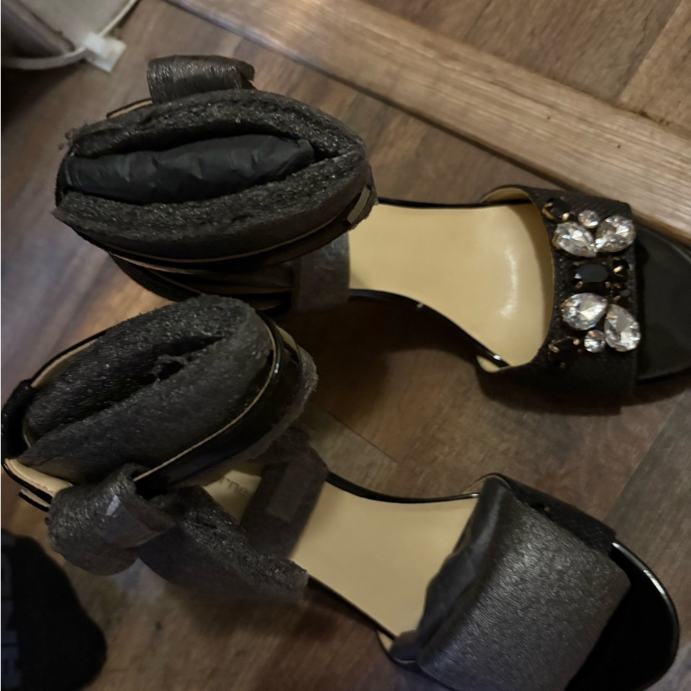 Elegant Black Women's Sandals with Gem Accents